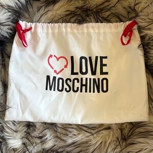 Love Moschino White Bag with Red Drawstrings